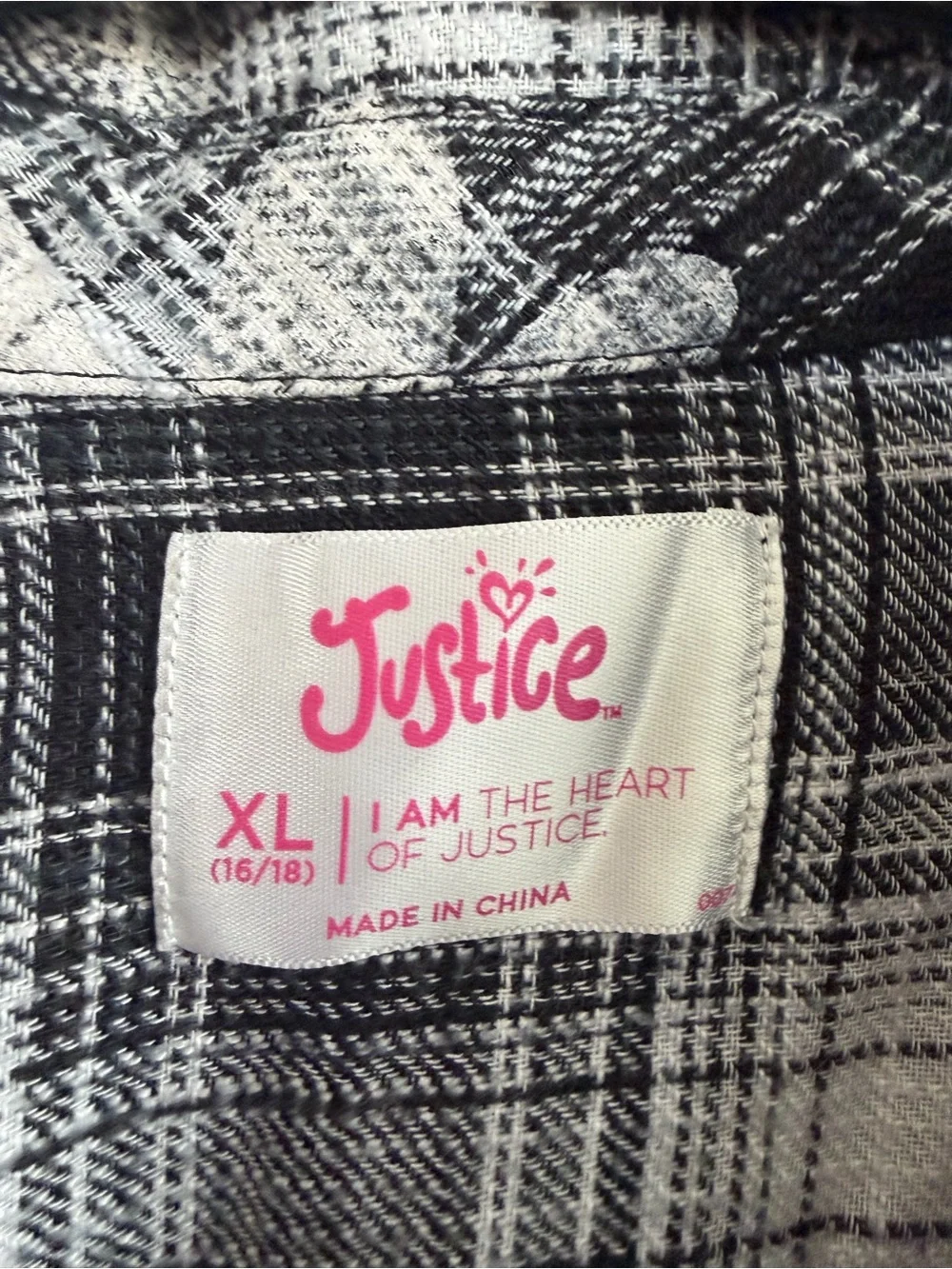 Justice Black & White Floral Plaid Button-Down Shirt